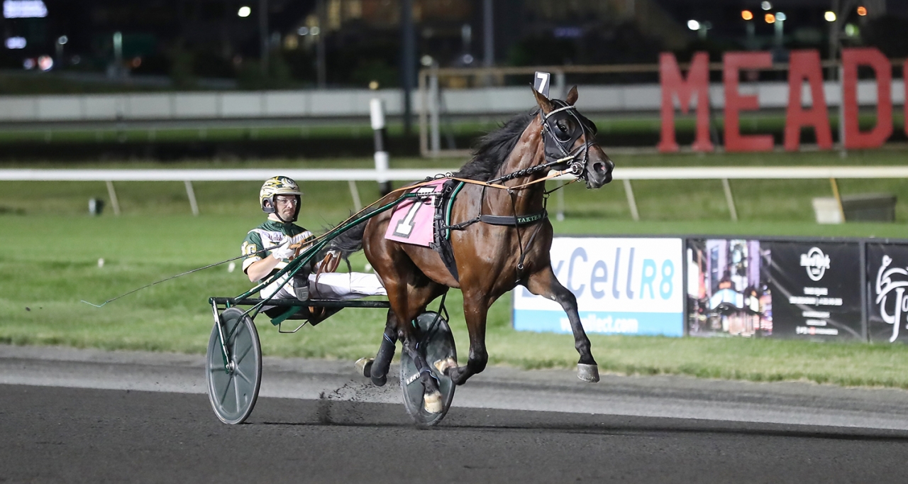 Hudson River och Yannick Gingras vann en division av Champlain Stakes i natt i Kanada. Foto: Jeannie Karlsson/Sulkysport