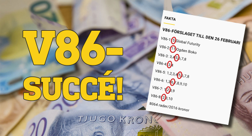 Tipssuccé på V86: 38.366 i vinst!