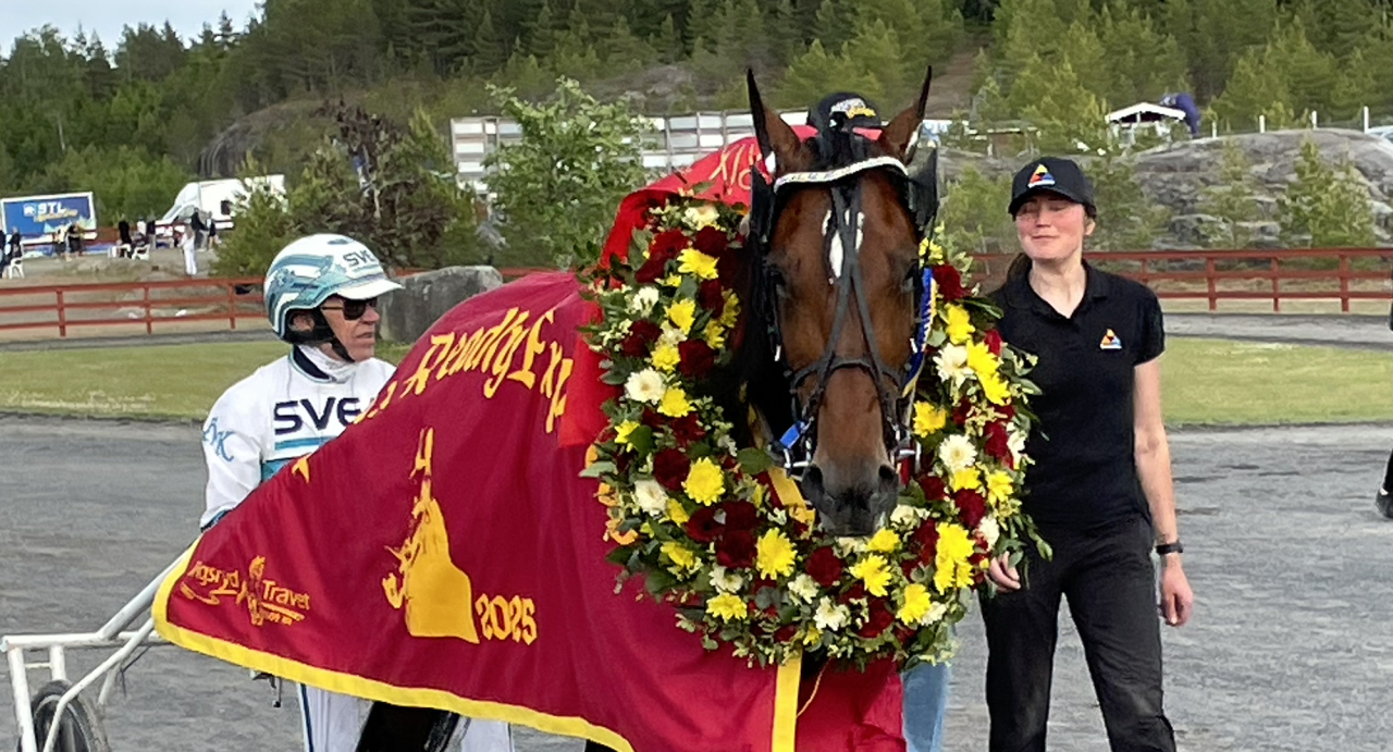 Izod Zet skrev in sig i den fina listan av vinnare i Prix Readly Express när Daniel Redéns travare tog hem årets upplaga och 400.000 kronor i Tingsryd. Foto Magnus Blom