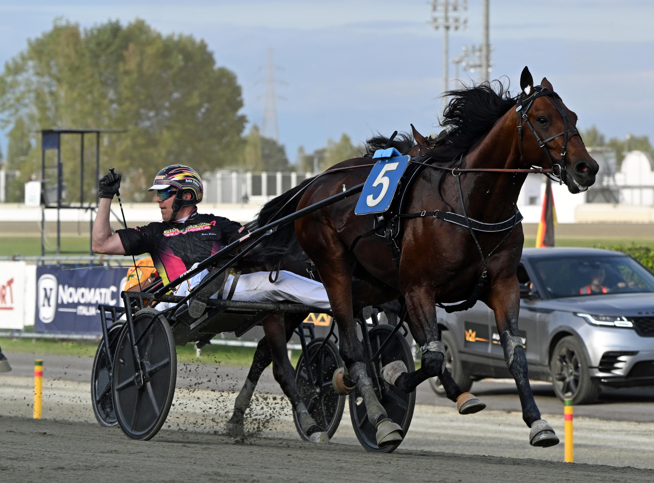 Fragolino Rosso och Robin Bakker vinner Europaderbyt i Turin.
Foto: Gerard Forni